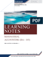 Managerial Accounting Learning Notes
