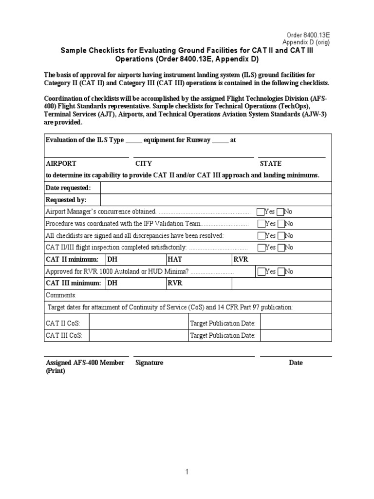 CAT II/III ILS Evaluation Checklists | PDF | Measuring Instrument ...