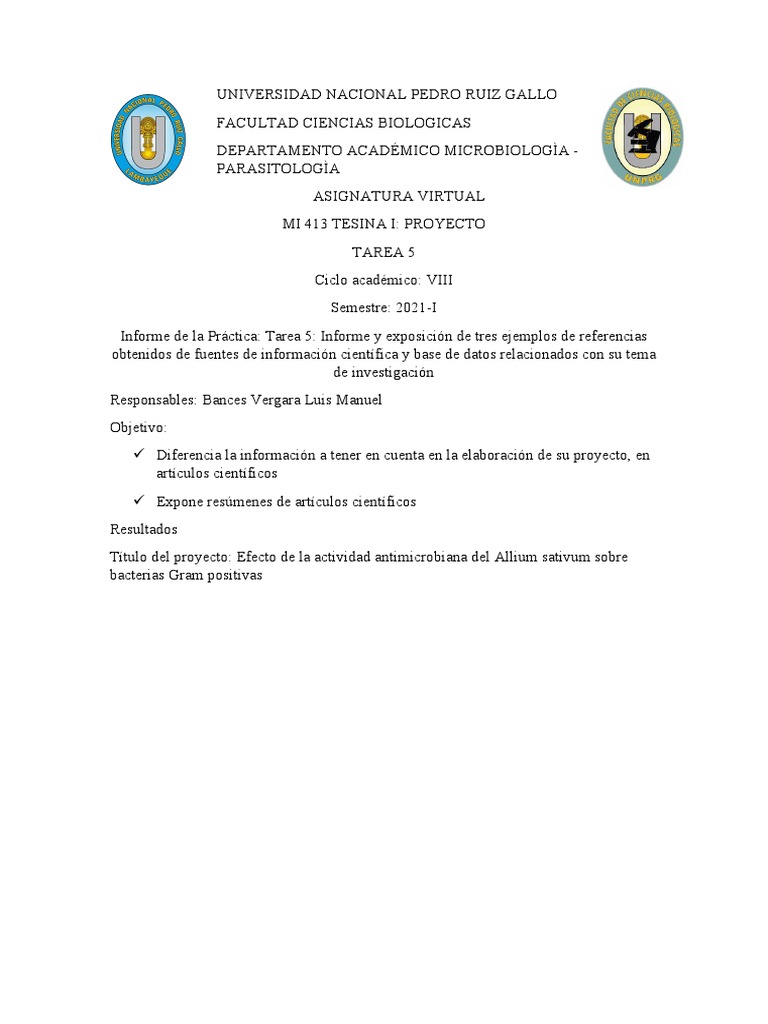 Informe de La Práctica Tarea 5 | PDF | Relaciones personales, crianza y ...
