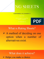 Rating Sheets: Assessment of Learning 2