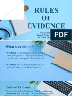 Rules OF Evidence: Prepared By: Jayzelle Mata Elgar Btvted FSM 2A