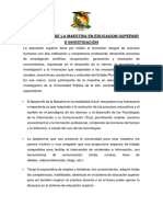 ESPECTATIVAS DE LA MAESTRIA EN EDUCACION SUPERIOR E INVESTIGACIÓN