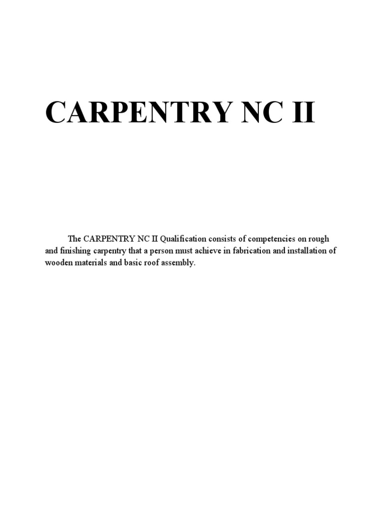 Carpentry NC Ii Module 1 PDF Competence (Human Resources) Information