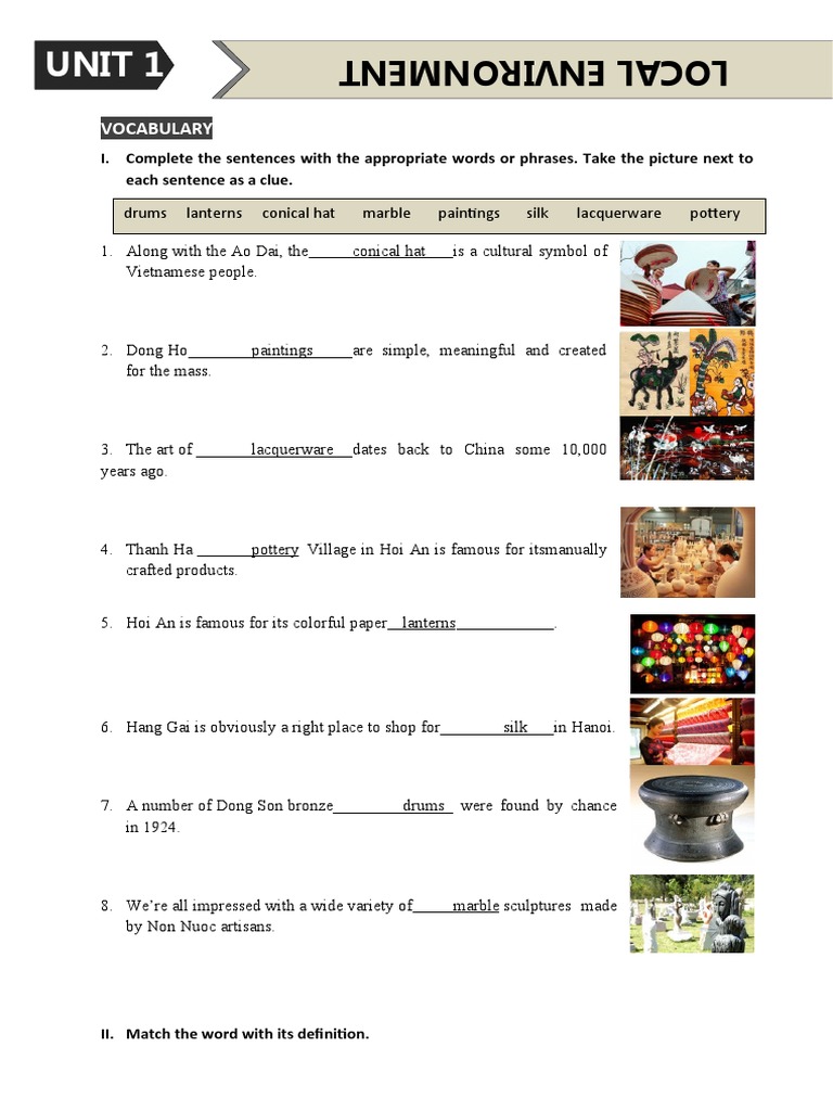 Unit 1 - Vocabulary Practice | PDF | Tourism | Crafts