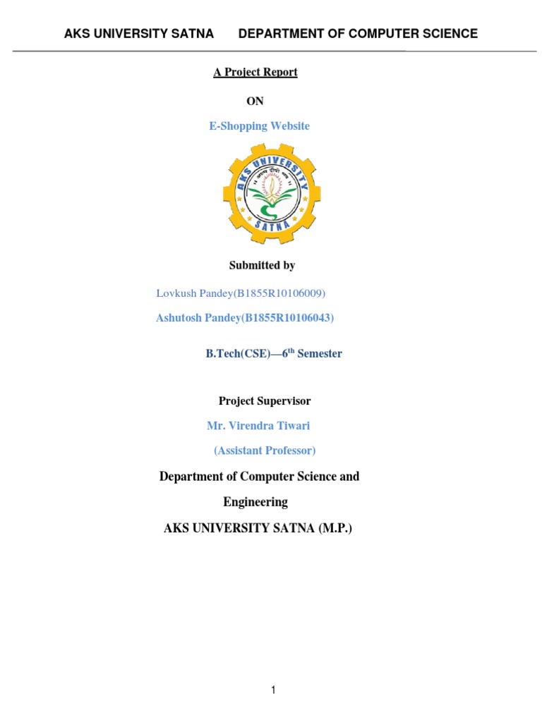 E Shopping Website Project Report | PDF | Html Element | Html