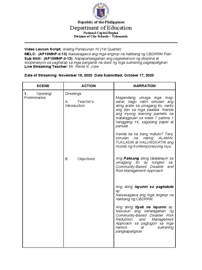 Script FB Live-CBDRRM | PDF