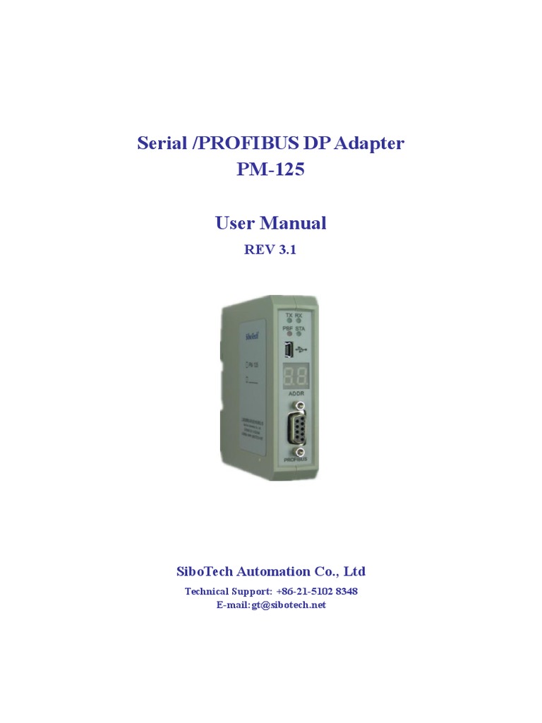 Serial /PROFIBUS DP Adapter PM-125 User Manual: Technical Support: +86 ...
