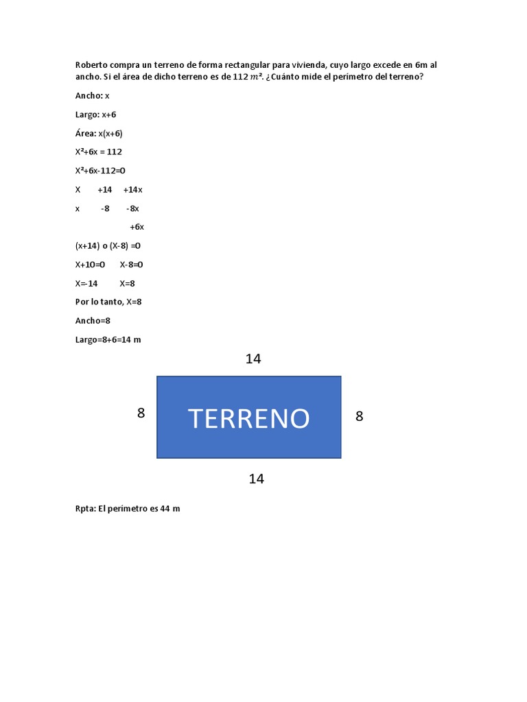 Roberto Compra Un Terreno de Forma Rectangular para Vivienda Mate | PDF