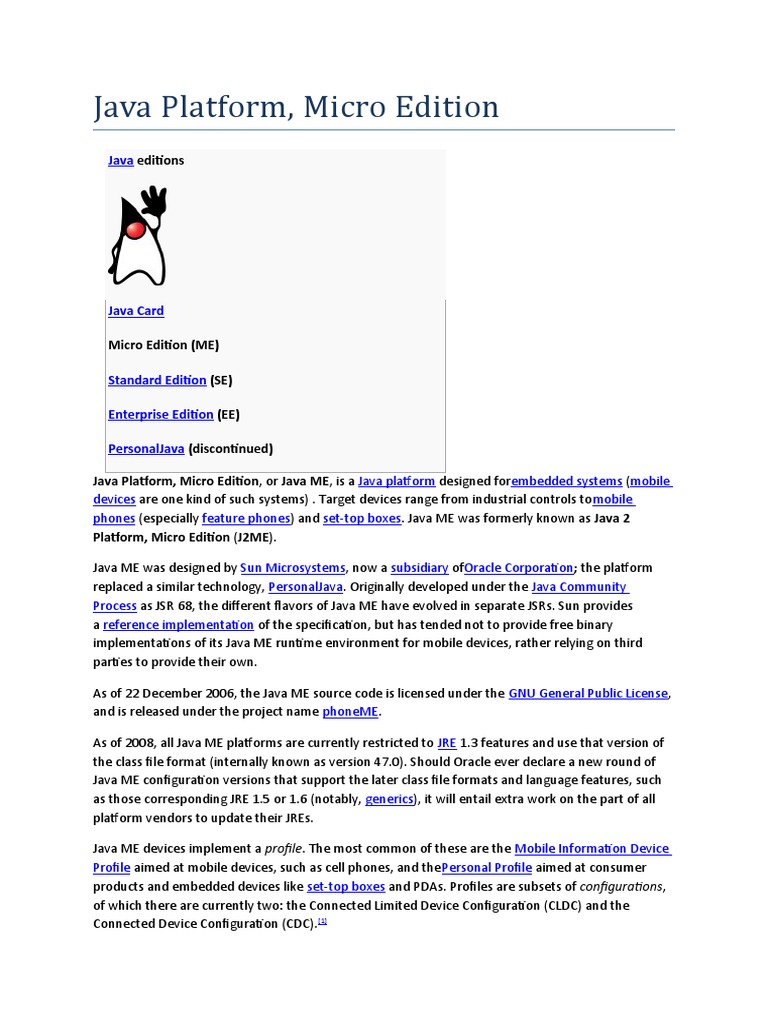 Java Platform, Micro Edition: Editions | PDF | Information Age ...