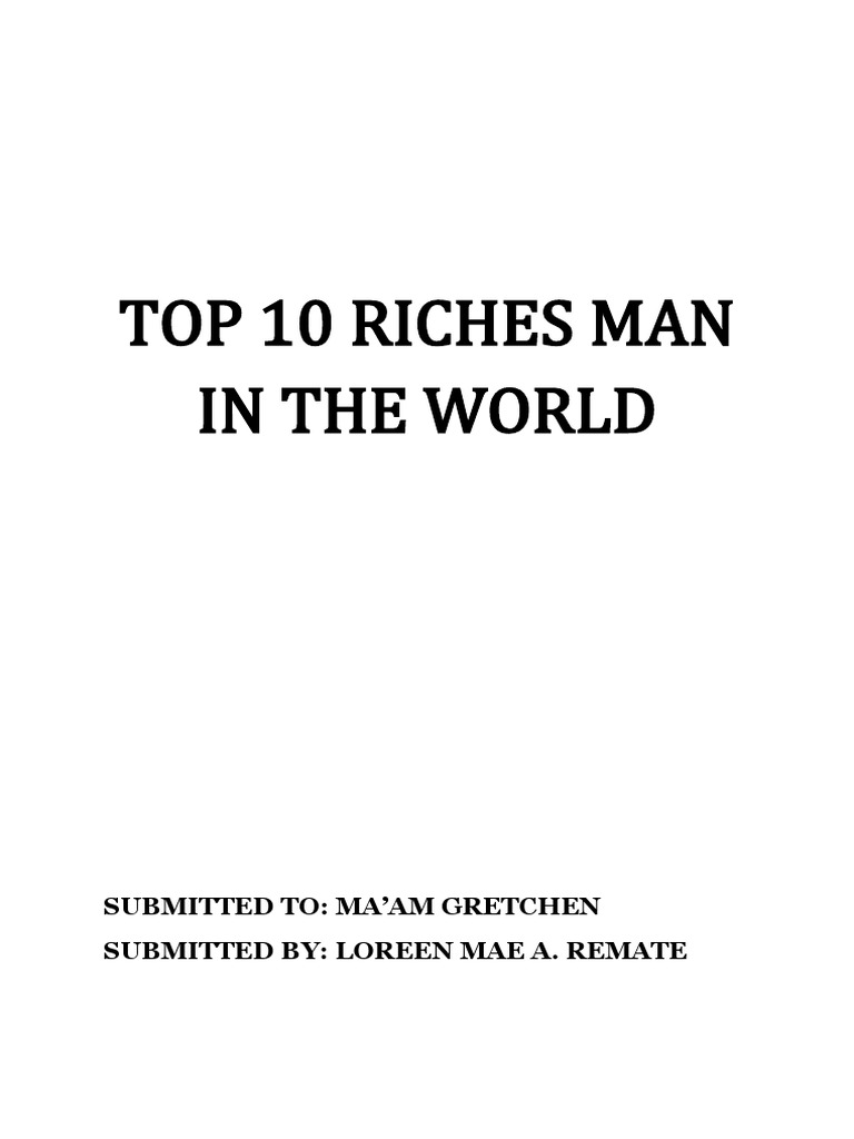 Top 10 Richest Man in The World PDF Mark Zuckerberg