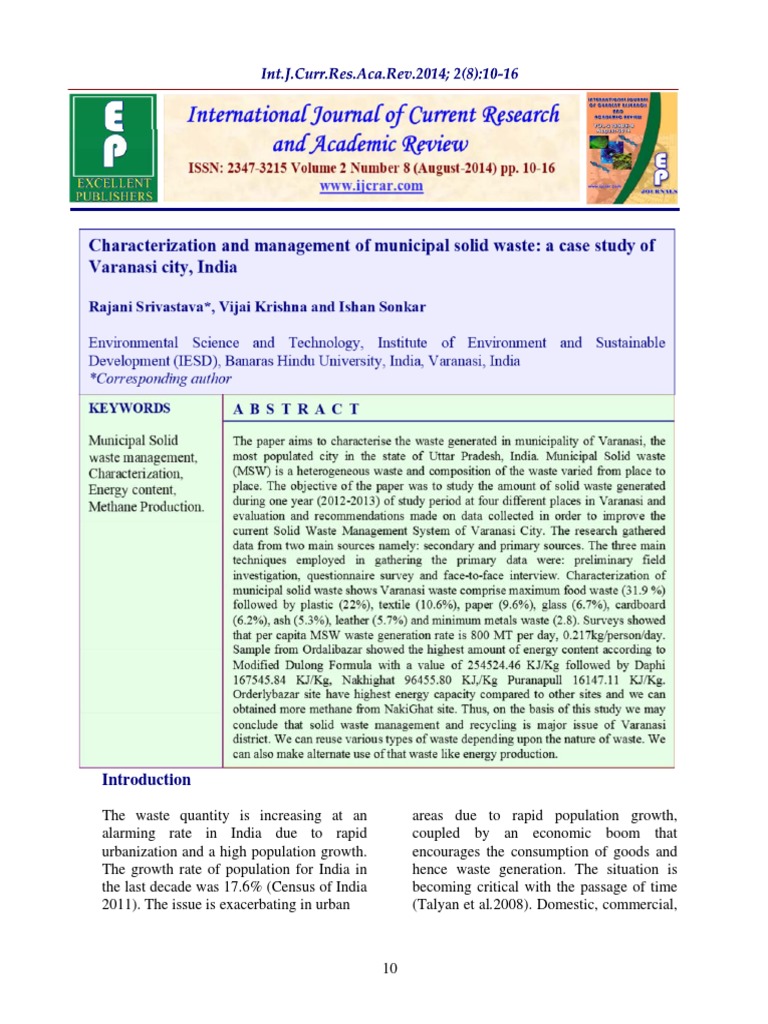 A Case Study in Varanasi India | PDF | Waste | Municipal Solid Waste