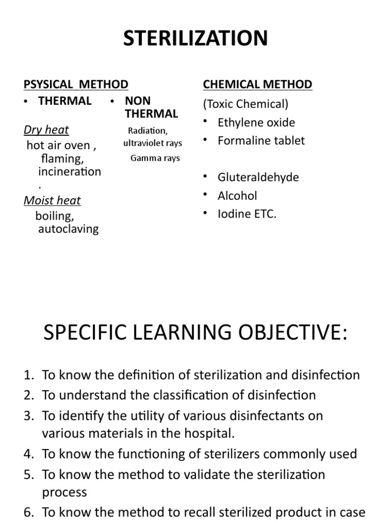 Sterilization Psysical Method Thermal Chemical Method PDF