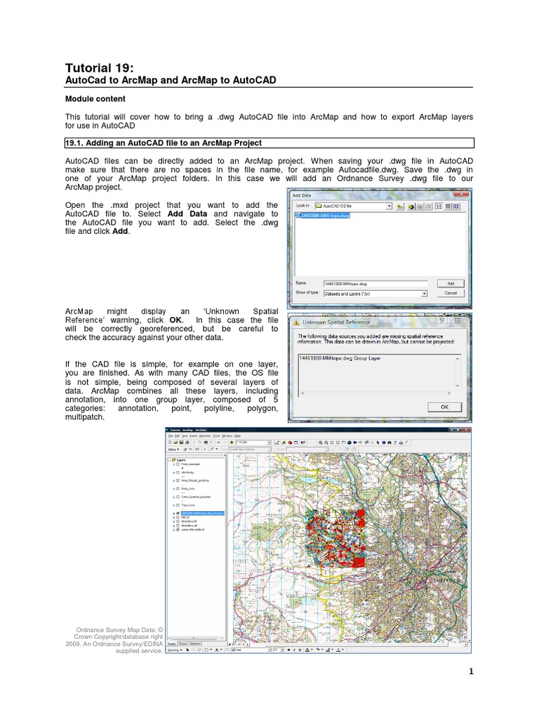 Tutorial 19 Autocad To Arcmap and Arcmap To Autocad PDF Auto Cad