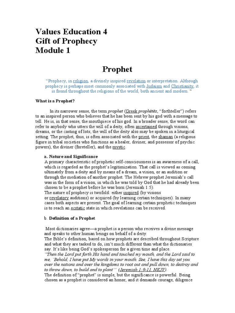 Values Education 4 Module 1 | PDF | Prophet | Revelation