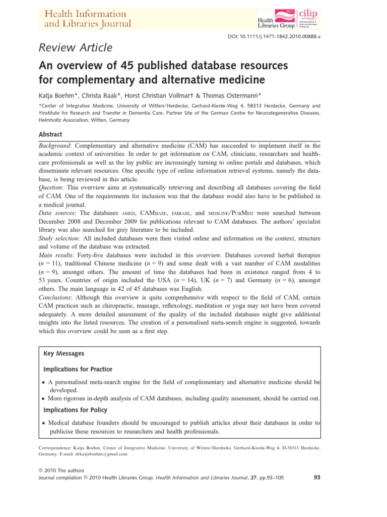 Review Article An overview of 45 published database resources for