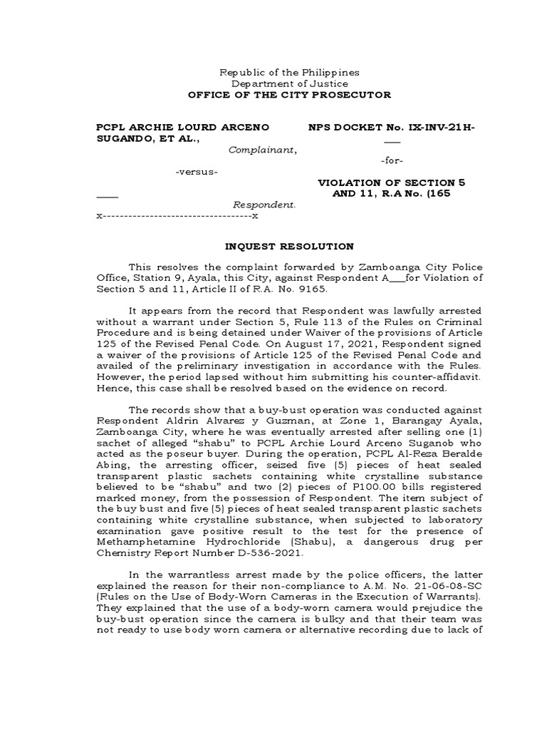 NPS DOCKET No. IX-INV-21H-00851 - Scribd | PDF | Arrest | Bail