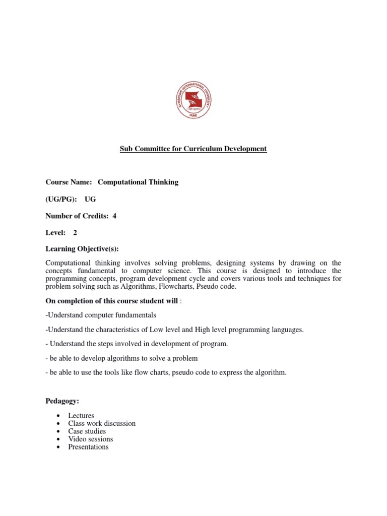 Computational Thinking Course Overview | PDF | Computer Programming ...