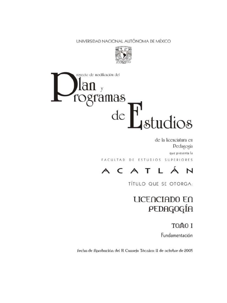 Modificación del Plan de Estudios en Pedagogía | PDF | Plan de estudios ...