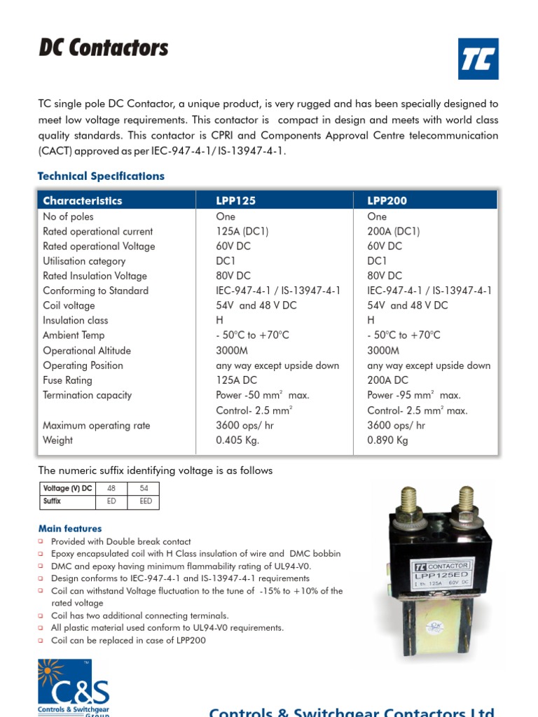 DC Contactors for Industrial Use | PDF | Direct Current | Insulator ...