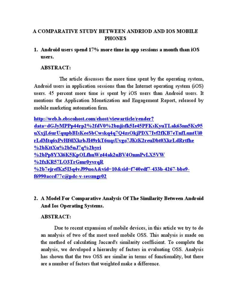 Android vs iOS: Usage and Analysis | PDF | Android (Operating System) | Ios