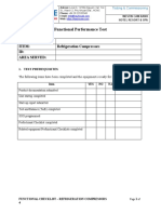 Functional Performance Test: FT: Item: Refrigeration Compressors ID: Area Served