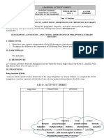 S.R.O. Activity Sheet: Grade 12 Stem 1 Quarter/21 Century Literature of The Philippines Week 1