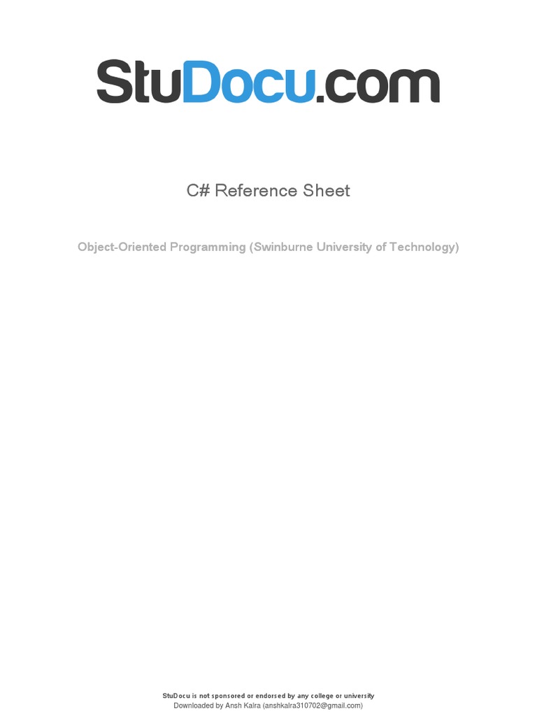 C Reference Sheet | PDF | Computer Science | Control Flow