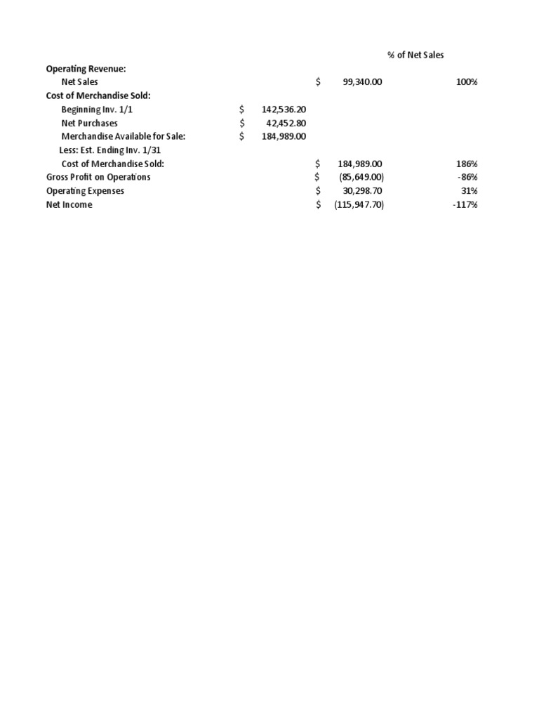 Financial Summary: Net Sales Analysis | PDF