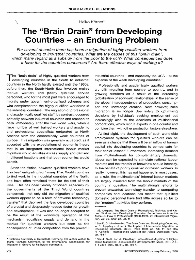 Reassessing The Impacts Of Brain Drain On Developing Countries – CLWRBK