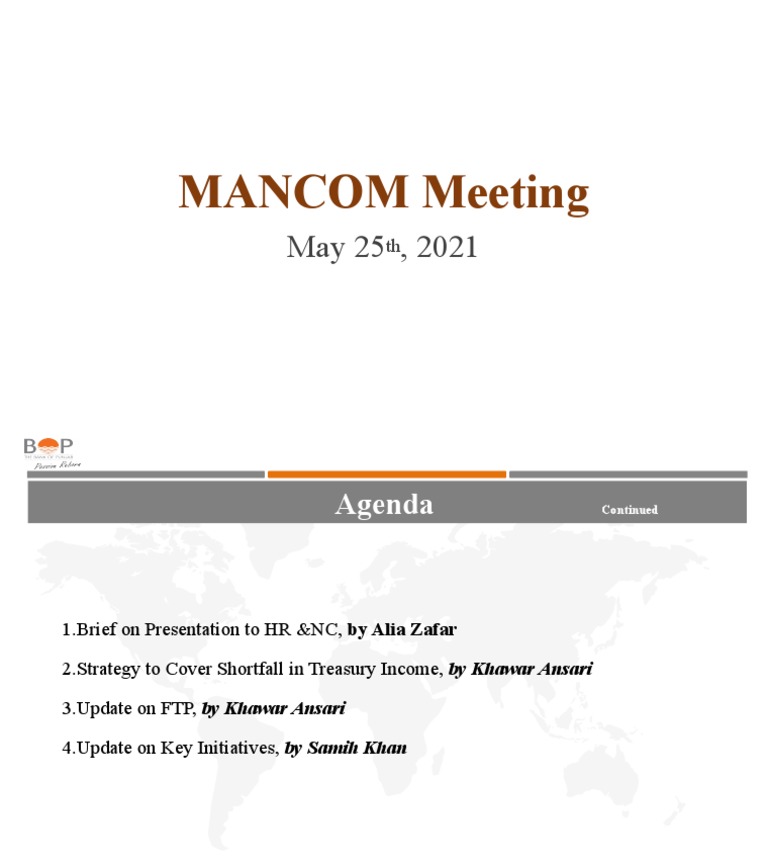 MANCOM Meeting Agenda - May 2021 | PDF | Finance & Money Management ...