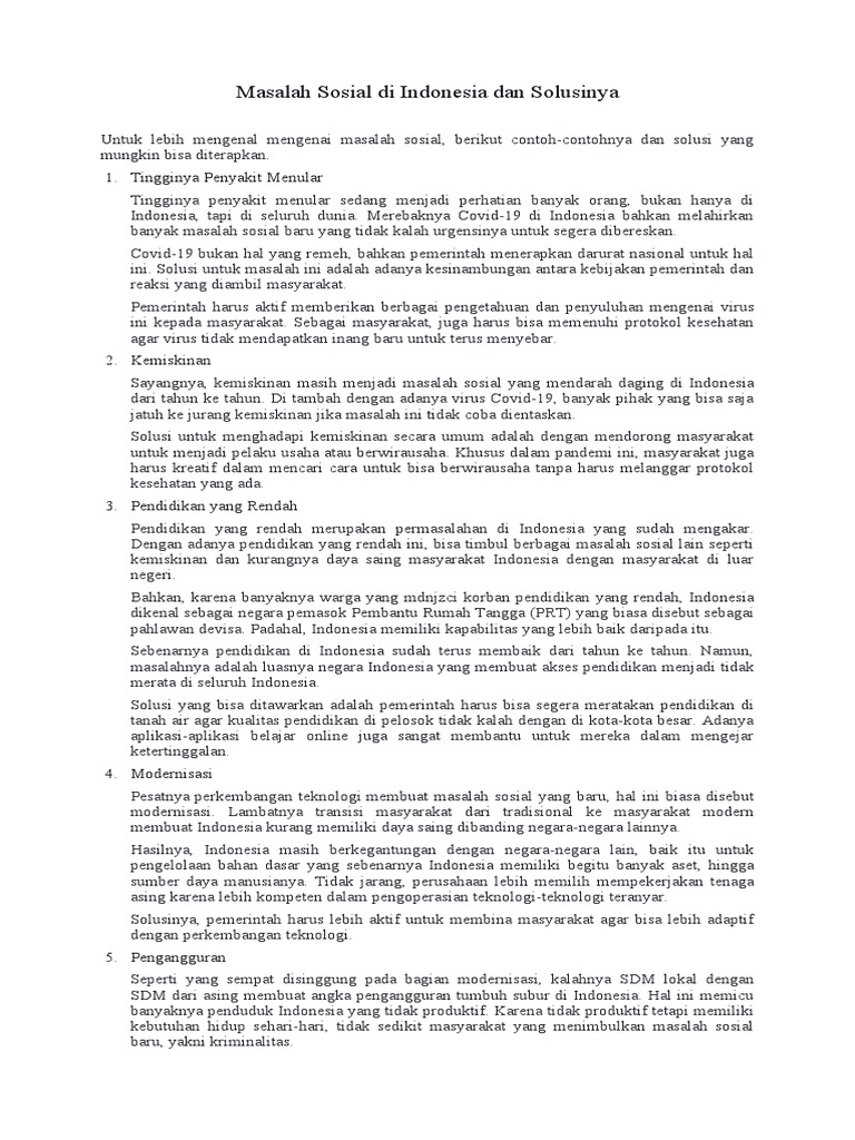 Masalah Sosial dan Solusi di Indonesia | PDF | Ilmu Sosial