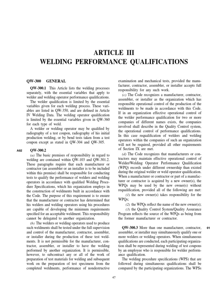 ASME SEC IX Article Iii Welding Performance Qualifications PDF