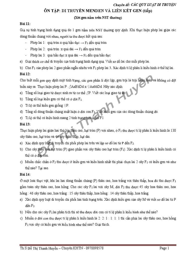 ON TAP CAC QUY LUAT DI TRUYEN 2 PLDL V LKGE Tren NST THNG 2 HS V1 | PDF