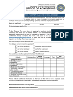 Recommendation Form for Graduate Studies