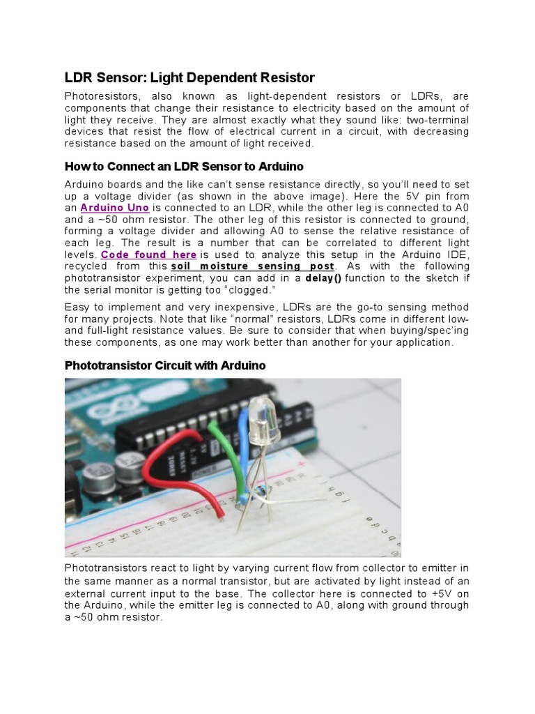 LDR Sensor | PDF | Resistor | Electrical Resistance And Conductance