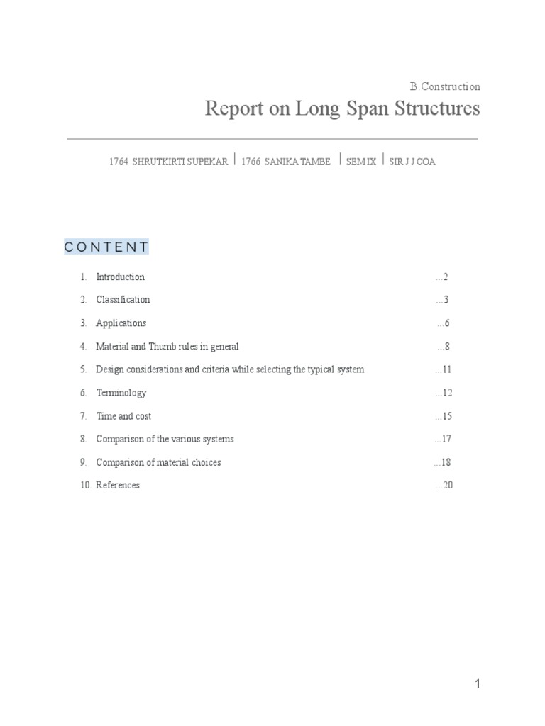 Long Span Structures Overview | PDF | Truss | Beam (Structure)