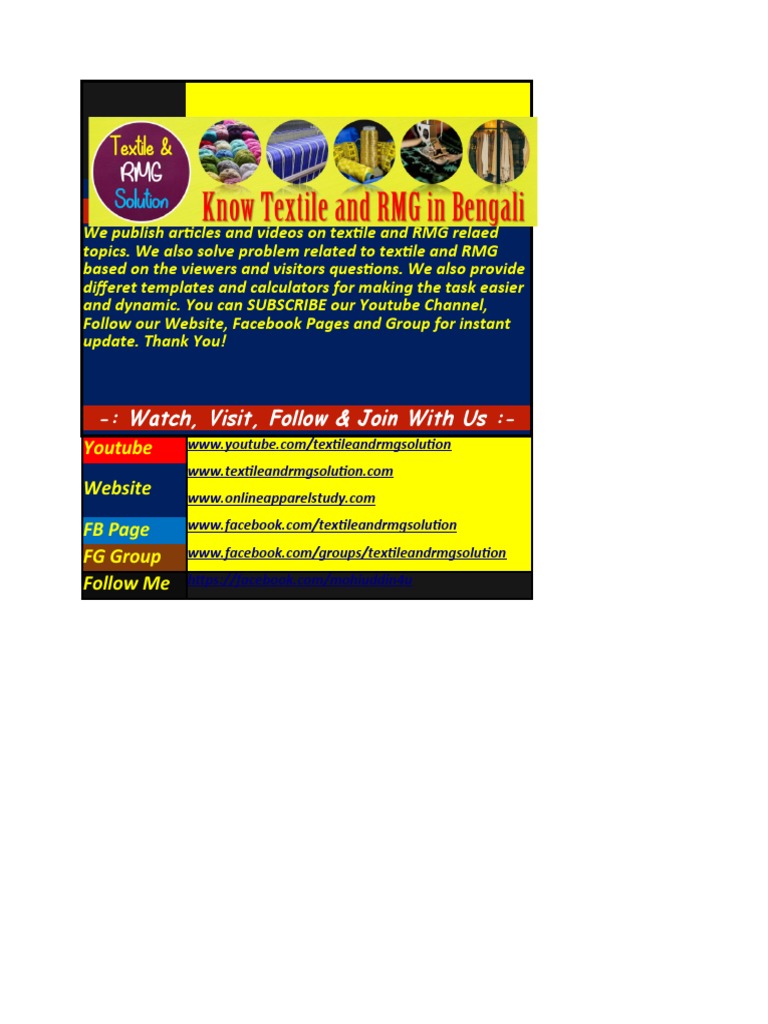 20 IE Formulas by Textile and RMG Solution PDF Economies Business