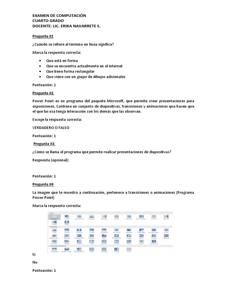 Examen de Computación para Cuarto Grado | PDF | Hipervínculo ...