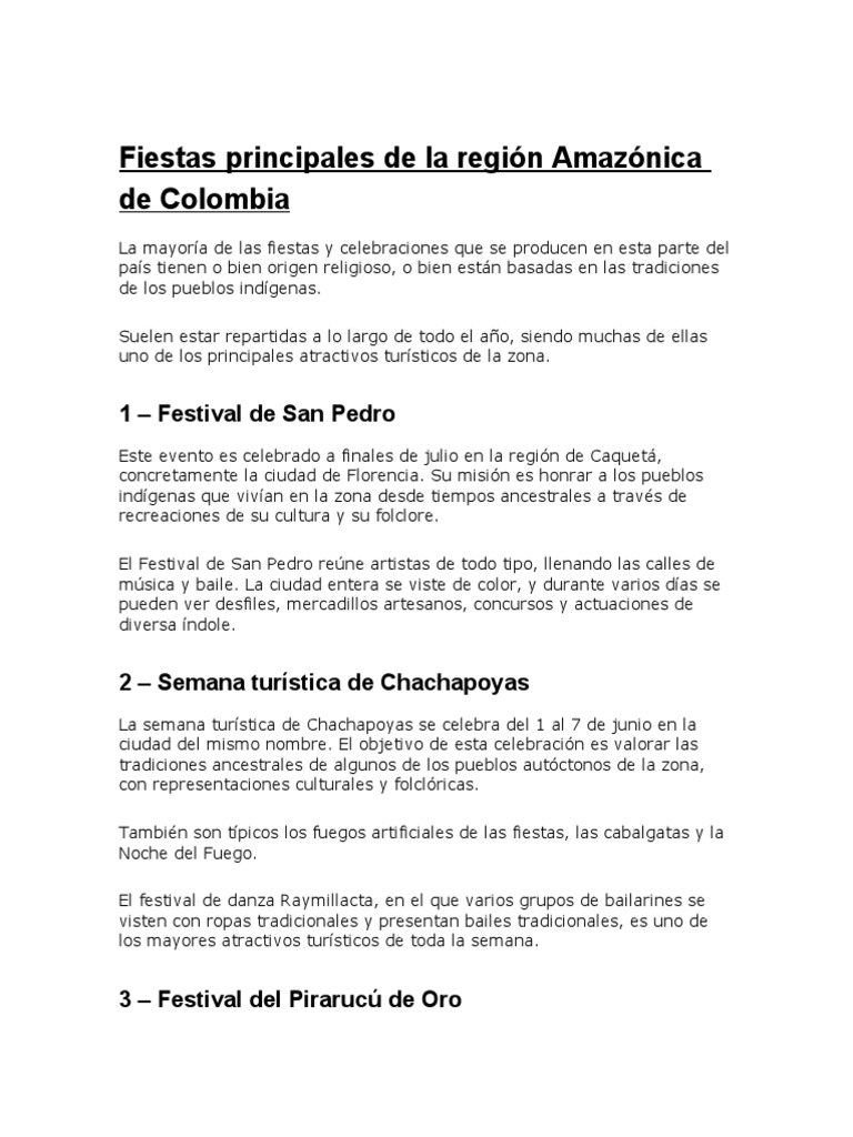 Fiestas Tradicionales de la Amazonía Colombiana | PDF | Bailes | Colombia