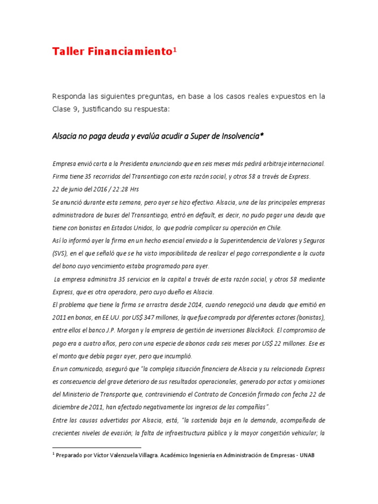 Taller Financiamiento Pdf Empresas Economias