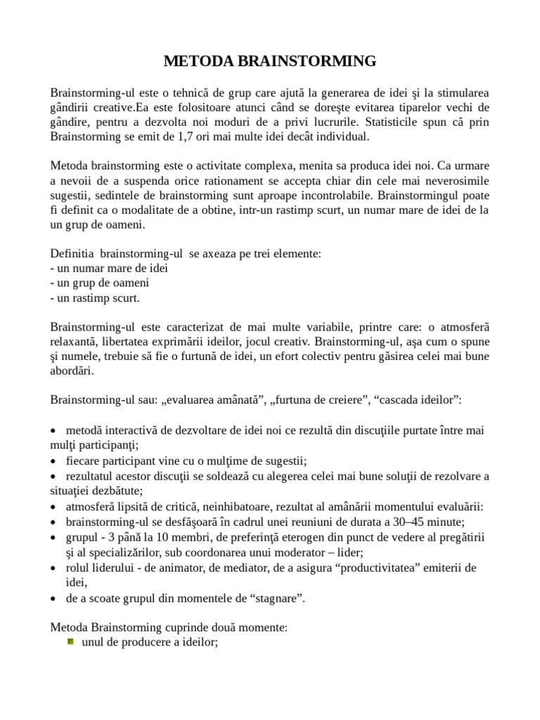 Metoda Brainstorming | PDF