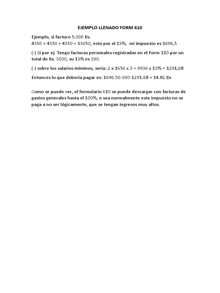 Ejemplo Llenado Form 610 | PDF