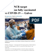 52% of NCR Target Population Fully Vaccinated Vs COVID-19 - Galvez