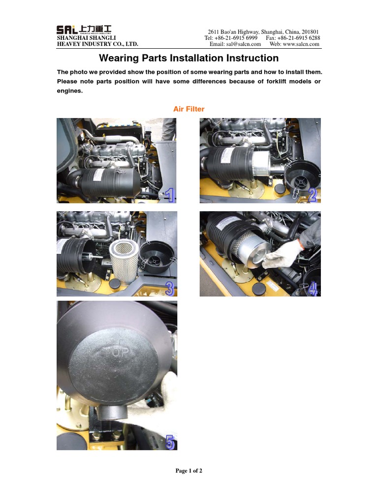 Forklift Wearing Parts Installation Guide | PDF