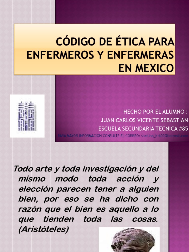 CODIGO DE ETICA DE ENFERMERIA Enfermería Moralidad