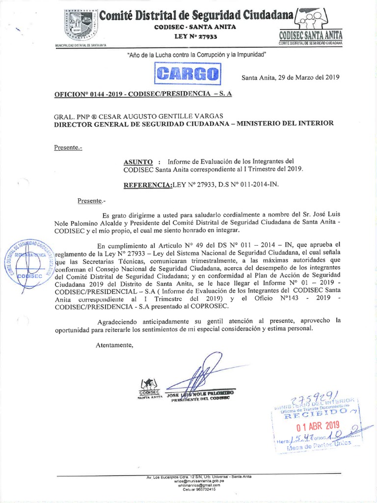 Informe de Evaluacion Integrantes Codisec | PDF