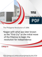 Title: Lesson 4: The First Cry of The Revolution (August 1896)