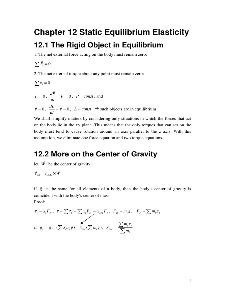 Static Equilibrium and Elasticity Concepts | PDF | Strength Of ...