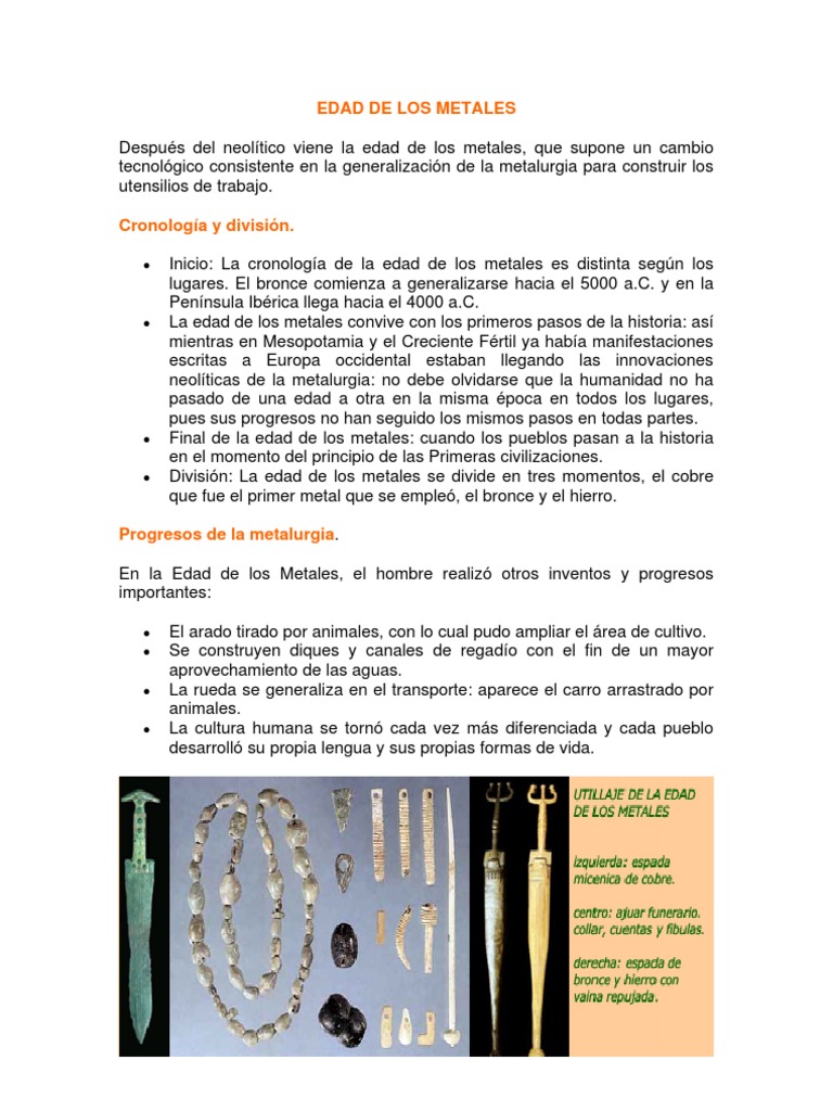 Edad de Los Metales | PDF | Edad de Hierro | Metalurgia