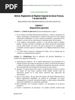 Bolivia: Reglamento de Régimen Especial de Zonas Francas, 7 de Abril de 2010